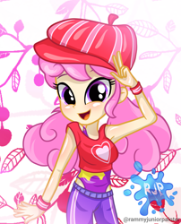 Size: 2015x2490 | Tagged: safe, artist:rjp.rammy, oc, oc:bianca skyberg, human, equestria girls, g4, clothes, female, hat, high res, one-piece swimsuit, pants, shirt, solo, swimsuit