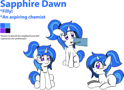 Size: 2534x1858 | Tagged: safe, artist:sapphireponipone, oc, oc:aerial frost, oc:sapphire dawn, pony, unicorn, boop, disembodied hoof, female, filly, foal, horn, lying down, reference sheet, simple background, sitting, unicorn oc, white background