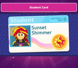 Size: 1124x976 | Tagged: safe, artist:altynp, part of a set, sunset shimmer, human, equestria girls, g4, my little pony equestria girls, female, frown, id card, solo