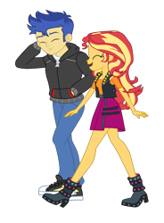 Size: 2400x3264 | Tagged: safe, artist:gmaplay, flash sentry, sunset shimmer, human, comic:sunset rescue the crystal prep, do it for the ponygram!, equestria girls, equestria girls series, g4, spoiler:eqg series (season 2), adorkable, cute, dork, duo, female, high res, implied shipping, male, shimmerbetes, ship:flashimmer, shipping, shipping fuel, simple background, straight, transparent background