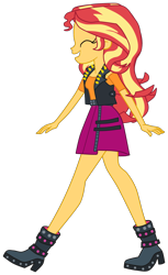 Size: 1616x2647 | Tagged: safe, artist:gmaplay, sunset shimmer, human, do it for the ponygram!, equestria girls, g4, my little pony equestria girls: better together, ^^, boots, clothes, cute, cutie mark on clothes, eyes closed, female, geode of empathy, giggling, jewelry, leather, leather vest, magical geodes, necklace, open mouth, open smile, shimmerbetes, shoes, shoulderless shirt, simple background, skirt, smiling, solo, spikes, transparent background, vest