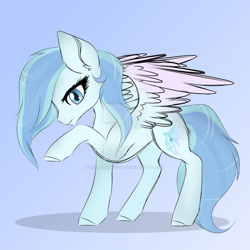 Size: 900x900 | Tagged: safe, artist:existencecosmos188, oc, oc only, pegasus, pony, concave belly, deviantart watermark, eyelashes, female, mare, obtrusive watermark, pegasus oc, raised hoof, solo, watermark, wings