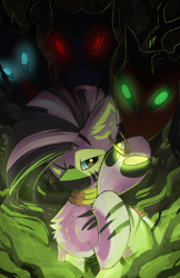 Size: 1980x3060 | Tagged: safe, artist:beardie, zecora, zebra, g4, forest, mask, spooky