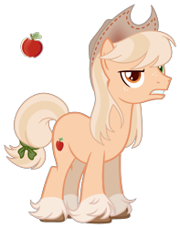 Size: 1520x1925 | Tagged: safe, artist:lanternik, applejack, earth pony, pony, g4, applejack (male), applejack's hat, base used, cowboy hat, frown, hat, male, redesign, rule 63, simple background, solo, stallion, stetson, transparent background, unshorn fetlocks