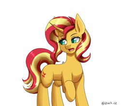 Size: 1600x1400 | Tagged: safe, artist:zachc, sunset shimmer, pony, unicorn, female, looking away, mare, open mouth, signature, simple background, solo, white background