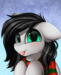 Size: 790x963 | Tagged: safe, artist:pridark, oc, oc only, oc:sky scamper, pegasus, pony, bust, clothes, commission, cute, male, pegasus oc, portrait, scarf, solo, stallion, striped scarf, wings