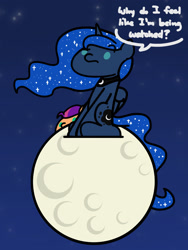 Size: 1350x1800 | Tagged: safe, artist:flutterluv, princess luna, sunny starscout, alicorn, earth pony, pony, series:flutterluv's full moon, g5, cute, duo, full moon, hiding, moon, sunnybetes, tangible heavenly object