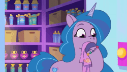 Size: 520x293 | Tagged: safe, screencap, izzy moonbow, pipp petals, pegasus, pony, unicorn, bridlewood spog, g5, my little pony: tell your tale, spoiler:g5, spoiler:my little pony: tell your tale, spoiler:tyts01e43, animated, duo, duo female, female, mare, slap, towel