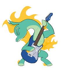 Size: 4800x5678 | Tagged: safe, artist:jsacos, tianhuo (tfh), dragon, hybrid, longma, art pack:tianhuo art pack, them's fightin' herds, community related, electric guitar, eyes closed, guitar, musical instrument, scaled underbelly, simple background, solo, tail, transparent background, wings