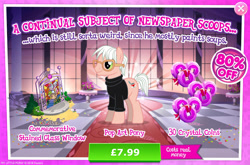 Size: 1960x1297 | Tagged: safe, gameloft, pinkie pie, pop art (g4), earth pony, pony, g4, my little pony: magic princess, advertisement, andy warhol, bush, clothes, costs real money, english, glasses, introduction card, male, mobile game, numbers, sale, solo, stained glass, stallion, text