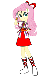 Size: 1280x1814 | Tagged: safe, artist:omegaridersangou, fluttershy, human, equestria girls, equestria girls series, g4, clothes, clothes swap, female, kaitou jeanne, phantom thief jeanne, simple background, solo, transparent background, uniform