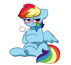 Size: 3284x2990 | Tagged: safe, artist:kittyrosie, rainbow dash, pegasus, pony, g4, blushing, chest fluff, cute, dashabetes, female, high res, mare, simple background, solo, transparent background, tsunderainbow, tsundere