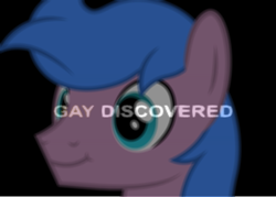 Size: 841x601 | Tagged: safe, artist:rolibibi_2, editor:electricrodent, oc, oc only, oc:mach mocha, earth pony, pony, black background, earth pony oc, male, shitposting, simple background, smiling, solo, text