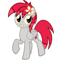 Size: 1200x1200 | Tagged: safe, artist:the smiling pony, oc, oc only, oc:tiny jasmini, pegasus, pony, 2023 community collab, derpibooru community collaboration, g4, .svg available, flower, flower in hair, folded wings, grin, pegasus oc, raised hoof, simple background, slender, smiling, solo, svg, thin, transparent background, vector, wings