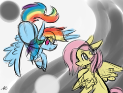 Size: 1600x1200 | Tagged: safe, artist:tinytayla, fluttershy, rainbow dash, g4, female, lesbian, ship:flutterdash, shipping