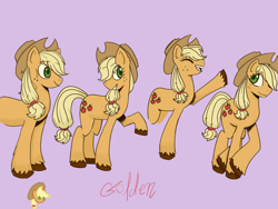 Size: 1600x1200 | Tagged: safe, artist:goldensuculents, applejack, earth pony, pony, g4, applejack's hat, cowboy hat, digital art, doodle, hat, pink background, ponytail, simple background, solo, unshorn fetlocks