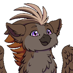Size: 600x600 | Tagged: safe, artist:ulolin, oc, oc only, oc:aeto, hippogriff, animated, beak, chest fluff, ear fluff, gif, hippogriff oc, meme, mohawk, pop cat, purple eyes, simple background, solo, transparent background, wings
