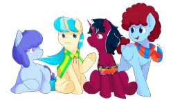 Size: 2177x1286 | Tagged: safe, artist:dariosparks, oc, oc only, oc:navy plight, oc:peaceful shore, oc:stilbruch tingle, oc:warm spark, earth pony, pegasus, pony, unicorn, 2023 community collab, derpibooru community collaboration, accessory, blue eyes, blue hair, blue mane, blue tail, camouflage, clothes, crossed hooves, curly hair, curly mane, curly tail, earth, earth pony oc, folded wings, full body, glowing, glowing horn, goggles, group, hair, happy, happy face, hooves, horn, long hair, long mane, long tail, lying down, mane, multicolored hair, multicolored mane, open mouth, open smile, pegasus oc, pink eyes, purple hair, purple mane, purple tail, quadrupedal, red hair, red mane, red tail, scarf, short hair, short mane, short tail, simple background, sitting, smiling, smug, squad, standing, striped scarf, surprised, surprised face, tail, team, transparent background, two toned hair, two toned mane, unicorn oc, wings