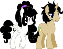 Size: 1419x1089 | Tagged: safe, artist:archooves, oc, oc only, oc:dio, oc:marie, pegasus, pony, unicorn, 2023 community collab, derpibooru community collaboration, adult, brothers, duo, female, horn, male, mare, pegasus oc, siblings, simple background, stallion, transparent background, unicorn oc