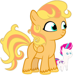 Size: 1004x1020 | Tagged: safe, artist:thunderdasher07, zipp storm, oc, oc:amber sunlight, pegasus, pony, 2023 community collab, derpibooru community collaboration, g5, blank flank, colored wings, female, filly, foal, multicolored wings, pegasus oc, plushie, pointy ponies, simple background, solo, standing, transparent background, two toned mane, two toned wings, unshorn fetlocks, vector, wings