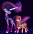 Size: 503x513 | Tagged: safe, artist:butterfly-mak, sunny starscout, twilight sparkle, alicorn, earth pony, pony, g5, alternate universe, artificial wings, augmented, coat markings, concave belly, duo, female, goggles, goggles on head, height difference, looking at each other, looking at someone, mare, mechanical wing, midnight sparkle, raised hoof, slender, socks (coat markings), sunny and her heroine, thin, twilight sparkle (alicorn), wings