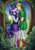 Size: 2480x3508 | Tagged: safe, artist:apocheck13, twilight sparkle, hylian, unicorn, anthro, g4, fingers interlocked, forest, high res, hug, kissing, link, the legend of zelda