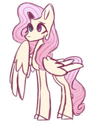 Size: 360x444 | Tagged: safe, artist:butterfly-mak, oc, oc only, oc:orchid monandra, pegasus, pony, colored ears, colored hooves, female, heterochromia, long legs, magical lesbian spawn, mare, no mouth, offspring, parent:fleur-de-lis, parent:fluttershy, parents:flutter de lis, pegasus oc, simple background, solo, tall, white background