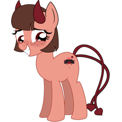 Size: 1200x1200 | Tagged: safe, artist:cdv, derpibooru exclusive, oc, oc only, oc:akiko, pony, succubus, 2023 community collab, derpibooru community collaboration, freckles, simple background, smiling, solo, transparent background