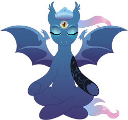 Size: 1603x1500 | Tagged: safe, artist:crystalightx, oc, oc only, oc:nightforce, bat pony, pony, 2023 community collab, derpibooru community collaboration, bat pony oc, bat wings, blackwork, claws, ear tufts, eyebrows, fangs, female, flying, glitter, lotus position, makeup, mare, ponytail, simple background, smiling, solo, tattoo, third eye, transparent background, wing claws, wings