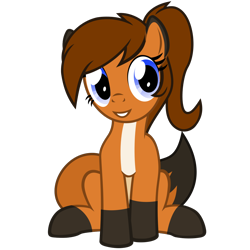 Size: 1200x1200 | Tagged: safe, artist:the smiling pony, oc, oc only, oc:sunnyside, earth pony, fox, fox pony, hybrid, original species, pony, 2023 community collab, derpibooru community collaboration, g4, .svg available, countershading, female, hooves, looking at you, mare, ponytail, show accurate, simple background, smiling, smiling at you, solo, svg, transparent background, vector