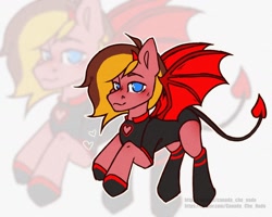 Size: 1280x1026 | Tagged: safe, artist:хлебушек, oc, oc only, oc:drew dru, incubus, incubus pony, pony, bat wings, devil tail, no pupils, solo, tail, wings, zoom layer