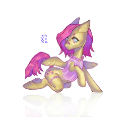 Size: 4452x4206 | Tagged: safe, artist:kisullkaart, fluttershy, pony, g4, clothes, commission, commission open, cute, female, pink, redesign, shy, simple background, solo, white background