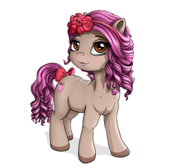 Size: 4160x4000 | Tagged: safe, artist:celsian, oc, oc only, earth pony, pony, 2023 community collab, derpibooru community collaboration, absurd resolution, bow, ear fluff, earth pony oc, female, freckles, hairband, mare, simple background, solo, tail, tail bow, transparent background