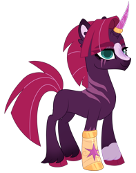 Size: 1026x1305 | Tagged: safe, artist:twilightpriincess, tempest shadow, pony, g4, amputee, artificial horn, prosthetic leg, prosthetic limb, prosthetics, scar, simple background, slender, solo, thin, transparent background