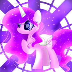 Size: 2048x2048 | Tagged: safe, artist:harmonyvitality-yt, oc, oc only, oc:star breeze, alicorn, pony, g4, alicorn oc, ethereal mane, eyelashes, female, high res, horn, mare, raised hoof, simple background, solo, starry mane, transparent background, wings