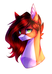 Size: 1410x2015 | Tagged: safe, artist:prettyshinegp, oc, oc only, fox, fox pony, hybrid, pony, bust, countershading, signature, simple background, smiling, transparent background