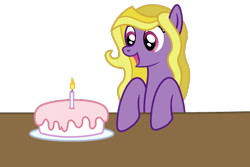 Size: 600x400 | Tagged: safe, lily blossom, pegasus, pony, g4, cake, female, food, simple background, solo, transparent background