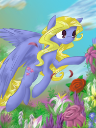 Size: 768x1024 | Tagged: safe, artist:timeywimeywhooves, lily blossom, pegasus, pony, g4, female, mare, scenery, solo