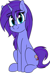 Size: 1348x1976 | Tagged: safe, artist:seafooddinner, oc, oc only, oc:seafood dinner, pony, unicorn, 2023 community collab, derpibooru community collaboration, female, horn, looking at you, mare, simple background, sitting, smiling, solo, transparent background, unicorn oc