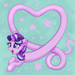 Size: 2000x2000 | Tagged: safe, artist:confetticakez, starlight glimmer, pony, unicorn, g4, cute, doodle, female, glimmerbetes, heart, high res, long glimmer, long pony, mare, open mouth, open smile, smiling, solo, stars, wat