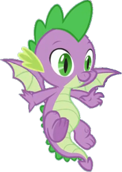 Size: 297x416 | Tagged: safe, artist:pascalmulokozi2, edit, edited screencap, screencap, spike, dragon, g4, the ending of the end, background removed, flying, male, not a vector, simple background, solo, transparent background, winged spike, wings