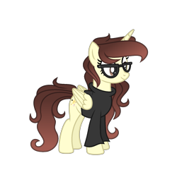 Size: 1353x1305 | Tagged: safe, artist:darbypop1, oc, oc only, oc:darby, alicorn, pony, alicorn oc, female, glasses, horn, mare, simple background, solo, transparent background, wings