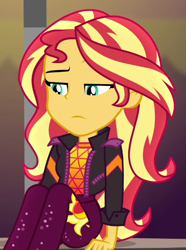 Size: 434x582 | Tagged: safe, screencap, sunset shimmer, human, equestria girls, equestria girls specials, g4, my little pony equestria girls: better together, my little pony equestria girls: sunset's backstage pass, cropped, music festival outfit, solo