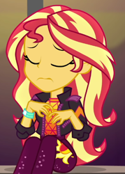 Size: 414x579 | Tagged: safe, screencap, sunset shimmer, human, equestria girls, equestria girls specials, g4, my little pony equestria girls: better together, my little pony equestria girls: sunset's backstage pass, cropped, music festival outfit, solo