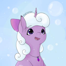 Size: 512x512 | Tagged: safe, artist:maravor, oc, oc only, oc:perfume sparkle, pony, unicorn, female, horn, offspring, open mouth, parent:twilight sparkle, unicorn oc