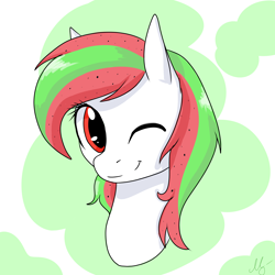 Size: 3000x3000 | Tagged: safe, artist:maravor, oc, oc only, pony, bust, female, high res, one eye closed, wink