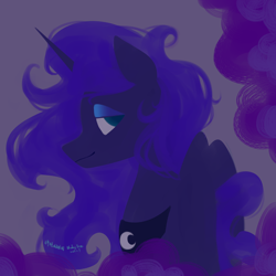 Size: 4000x4000 | Tagged: safe, artist:homeofphoenix, artist:wutongtree, princess luna, alicorn, pony, g4, fanfic art, female, filly, foal, looking at you, peytral, simple background, solo