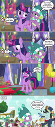 Size: 1136x2596 | Tagged: safe, artist:silverbuller, edit, edited screencap, screencap, spike, twilight sparkle, alicorn, dragon, pony, g4, my little pony best gift ever, candy, candy cane, christmas wreath, clothes, comic, food, scarf, screencap comic, statue, string lights, striped scarf, twilight sparkle (alicorn), twilight's castle, winged spike, wings, winter outfit, wreath