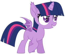 Size: 3364x2815 | Tagged: safe, artist:starshade, artist:twilyisbestpone, twilight sparkle, alicorn, bat pony, bat pony alicorn, pony, g4, base used, bat ears, bat ponified, bat wings, cute, ear tufts, fangs, female, filly, filly twilight sparkle, foal, high res, horn, race swap, simple background, slit pupils, smiling, solo, spread wings, starry eyes, transparent background, twiabetes, twibat, wingding eyes, wings, younger