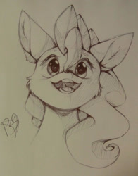 Size: 1059x1348 | Tagged: safe, artist:prettyshinegp, pinkie pie, earth pony, pony, g4, :d, bust, ear fluff, female, mare, open mouth, open smile, signature, smiling, solo, traditional art